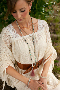 Set - Mala crystal necklace and bracelet - Amazonite