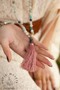 Set - Mala crystal necklace and bracelet - Amazonite