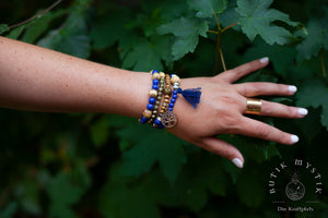 Boho bracelet in wood and brass - Dark blue