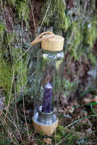 Crystal water bottle in glass - Amethyst