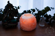 Load image into Gallery viewer, Pink Himalaya Salt Crystal candle holder - approximately 8x8 cm