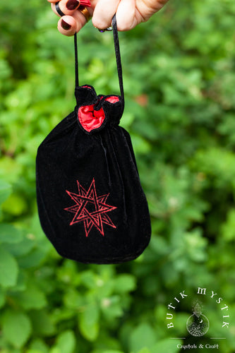Black Tarot bag in velvet with red star