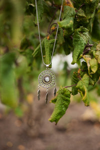 DREAMCATCHER SILVER NECKLACE with moonstone gemstone
