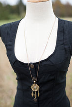 Load image into Gallery viewer, DREAMCATCHER BRASS NECKLACE with blue agate gemstone