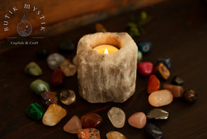 Salt Crystal candle holder - approximately 8x8 cm