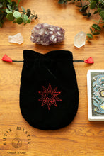 Load image into Gallery viewer, Black Tarot bag in velvet with red star